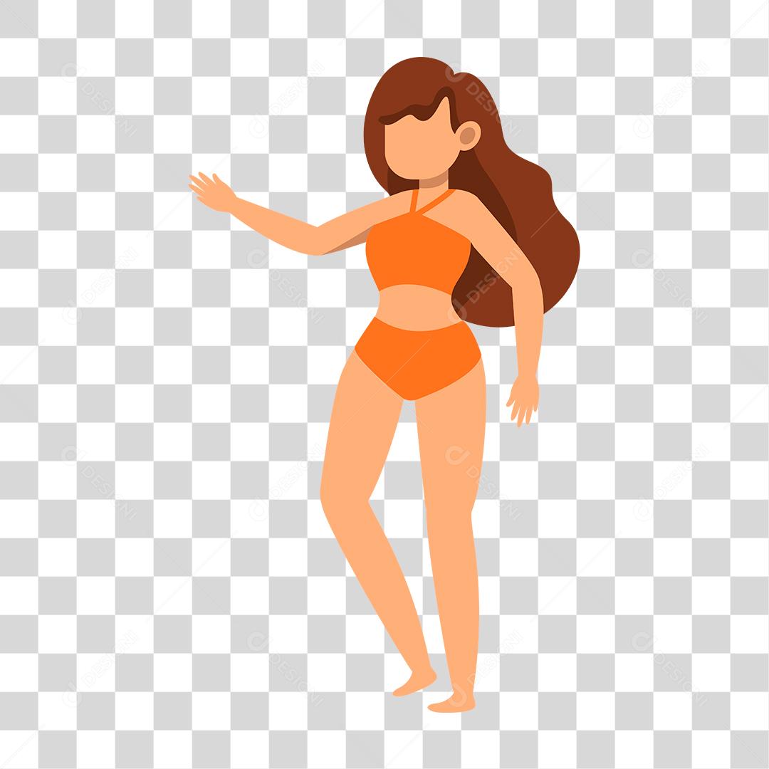 Desenho de uma garota vestida a moda praia