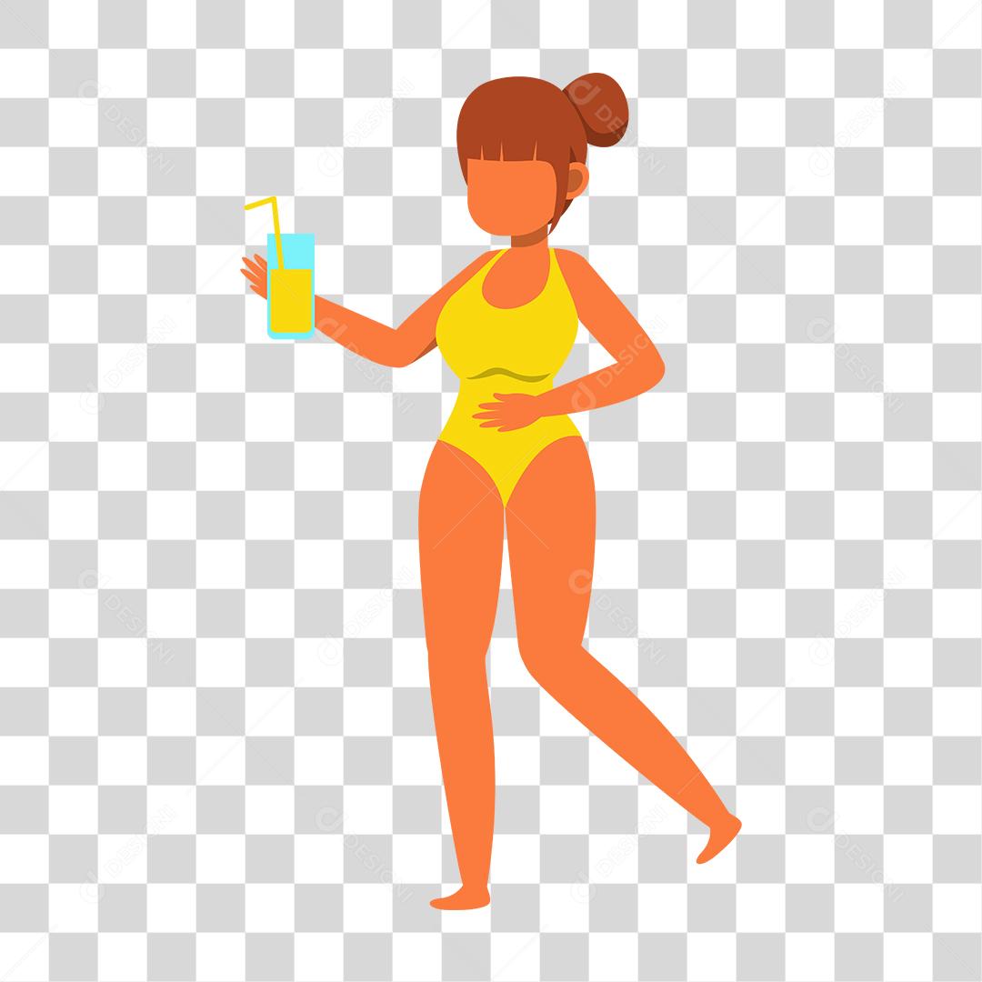 Desenho de uma garota vestida a moda praia