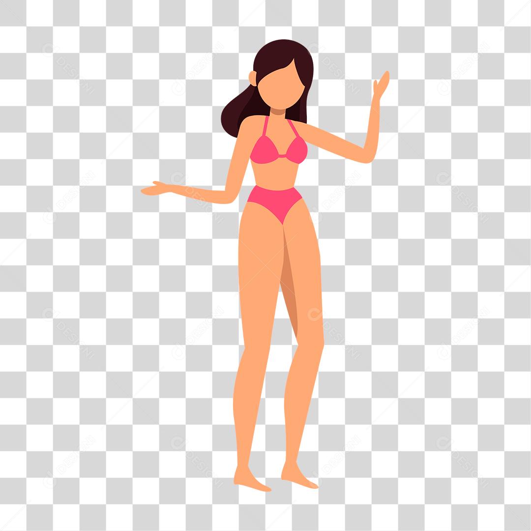 Desenho de uma garota vestida a moda praia