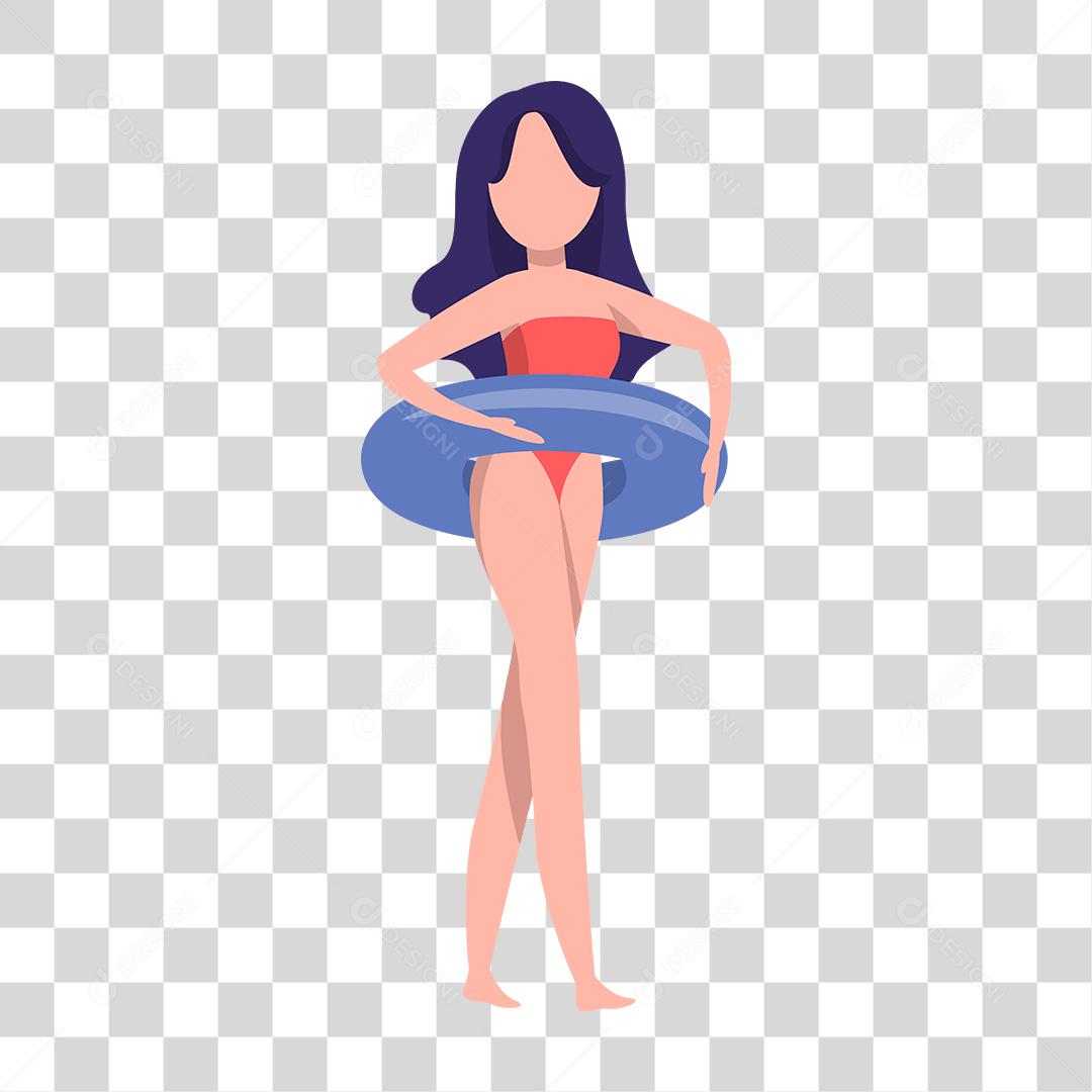 Desenho de uma garota vestida a moda praia