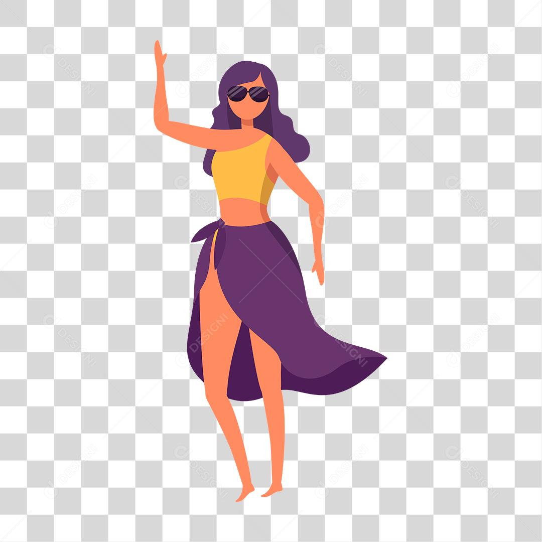 Desenho de uma garota vestida a moda praia