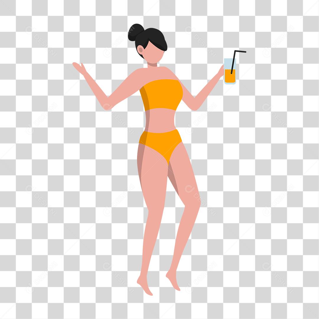 Desenho de uma garota vestida a moda praia