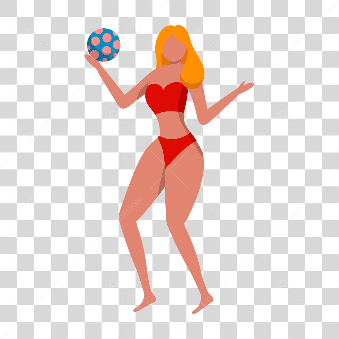 Desenho de uma garota vestida a moda praia