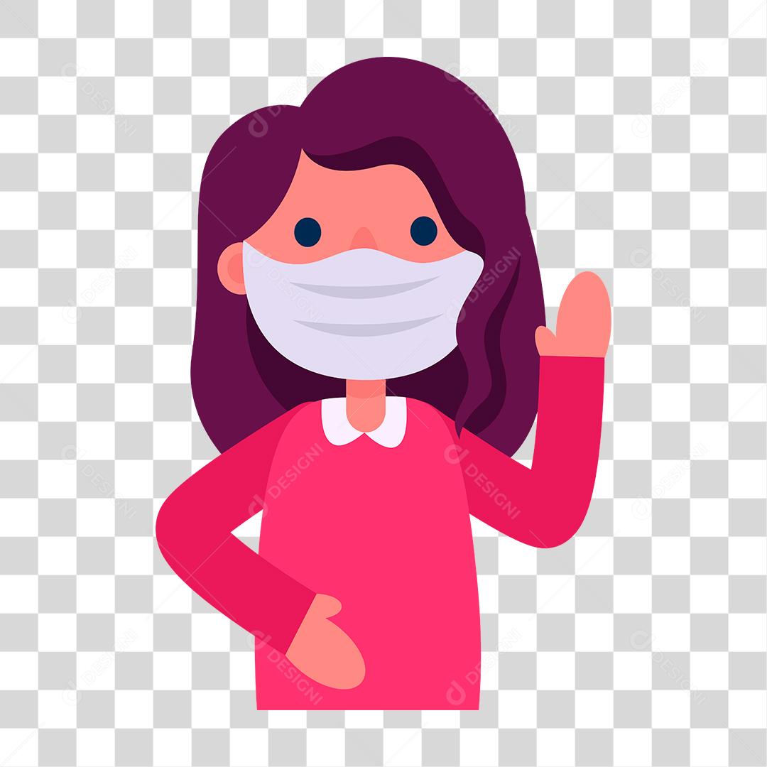 Desenho de uma pessoa usando mascara de proteção