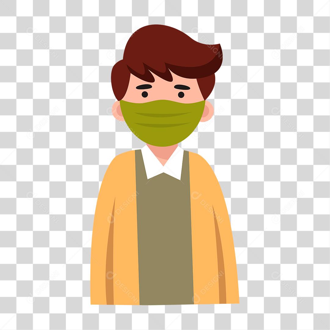 Desenho de uma pessoa usando mascara de proteção