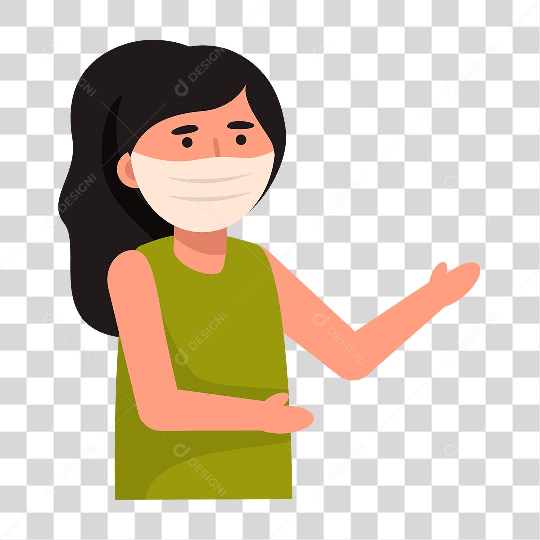 Desenho de uma pessoa usando mascara de proteção