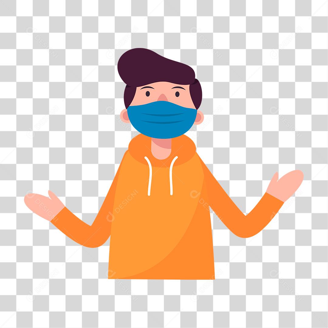 Desenho de uma pessoa usando mascara de proteção