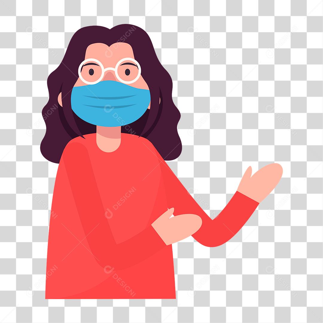 Desenho de uma pessoa usando mascara de proteção