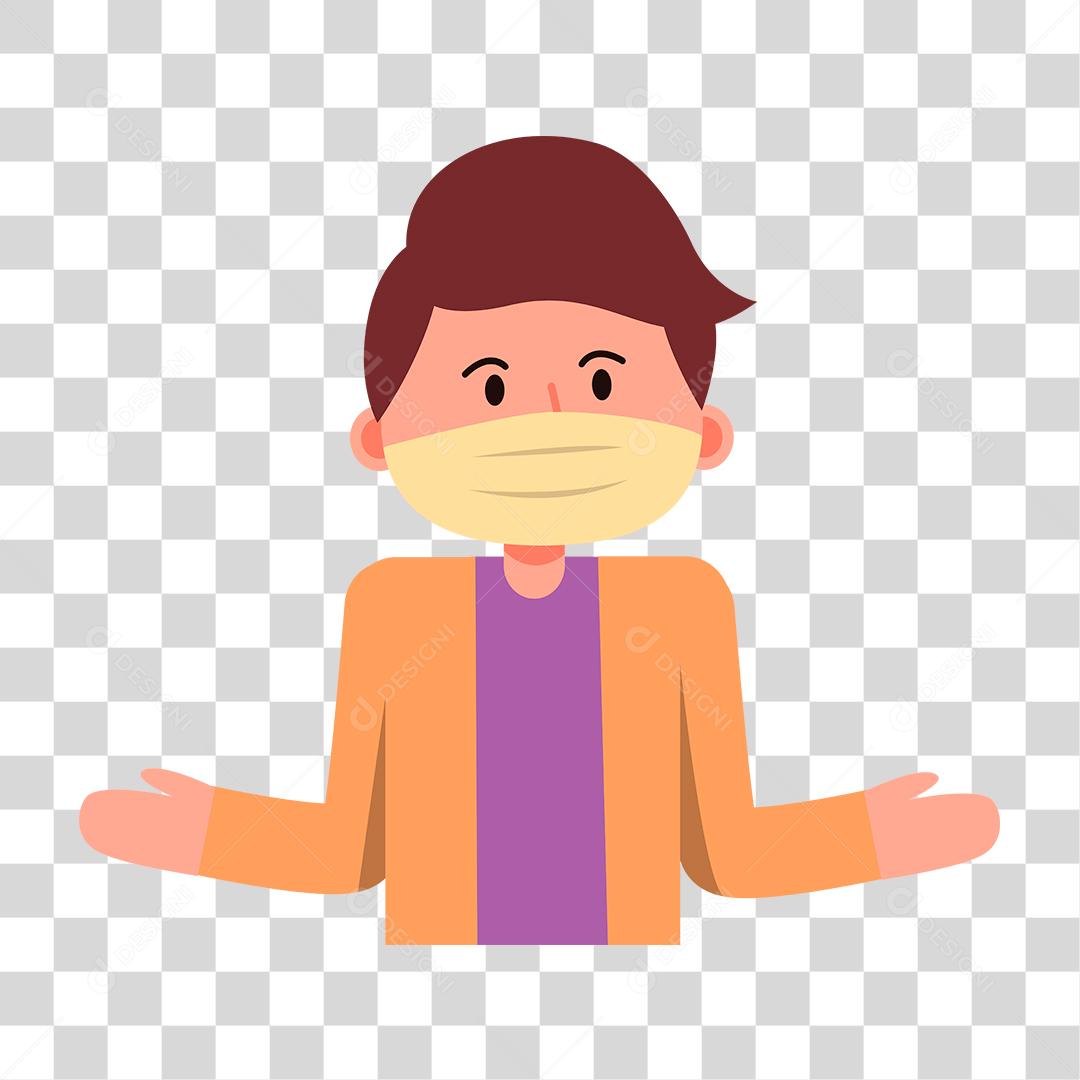 Desenho de uma pessoa usando mascara de proteção