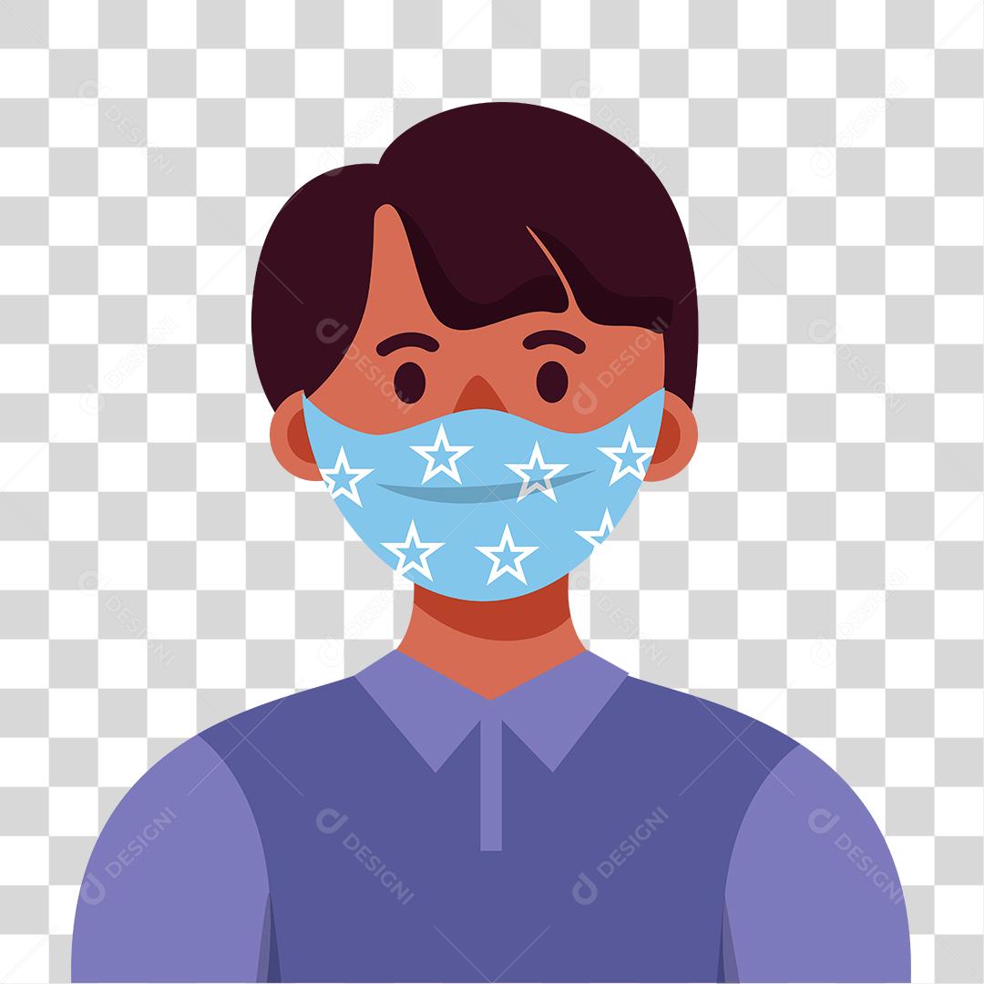 Desenho de uma pessoa usando mascaras de proteção