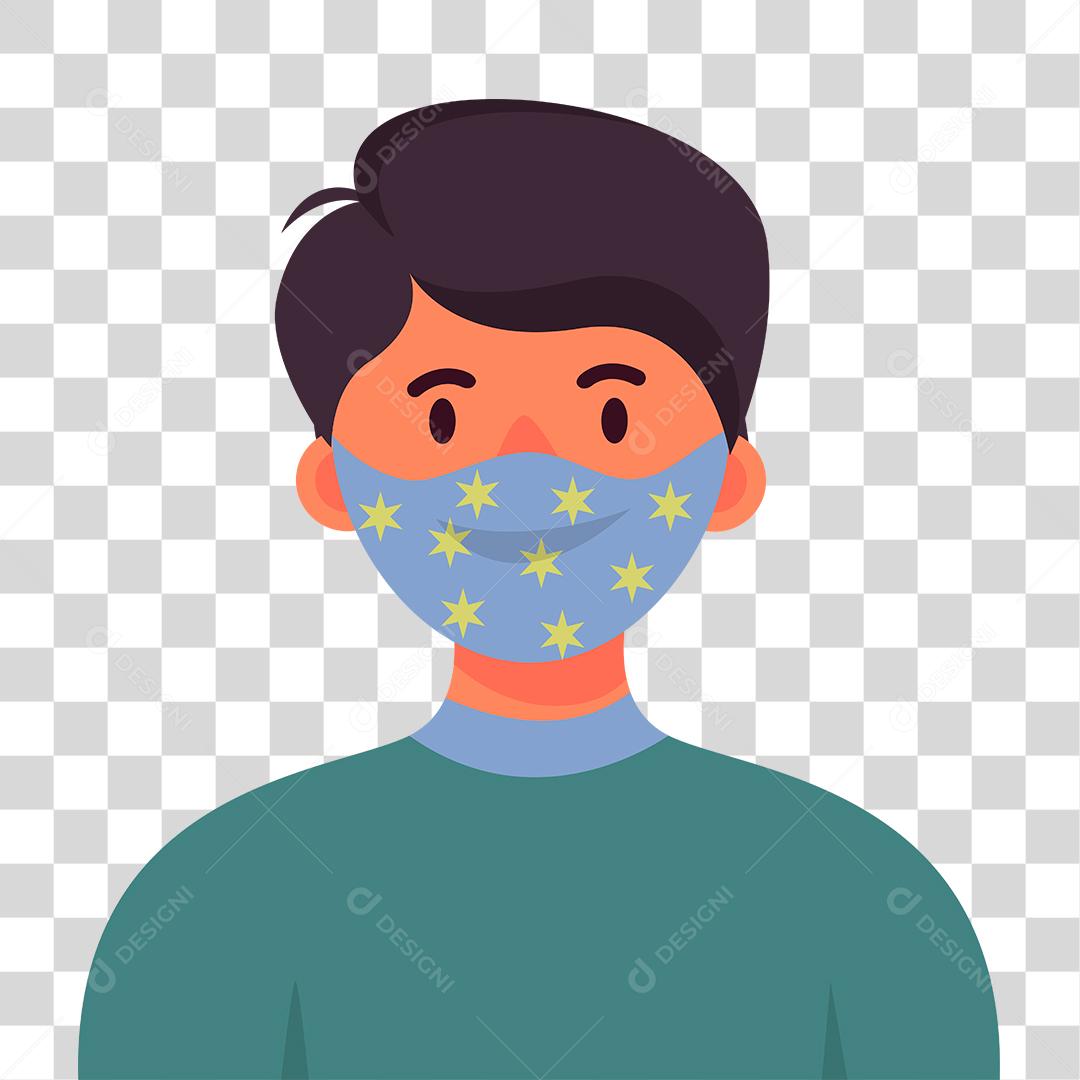 Desenho de uma pessoa usando mascaras de proteção