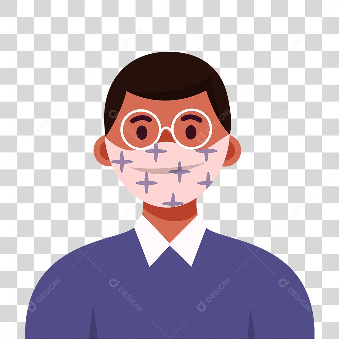 Desenho de uma pessoa usando mascaras de proteção