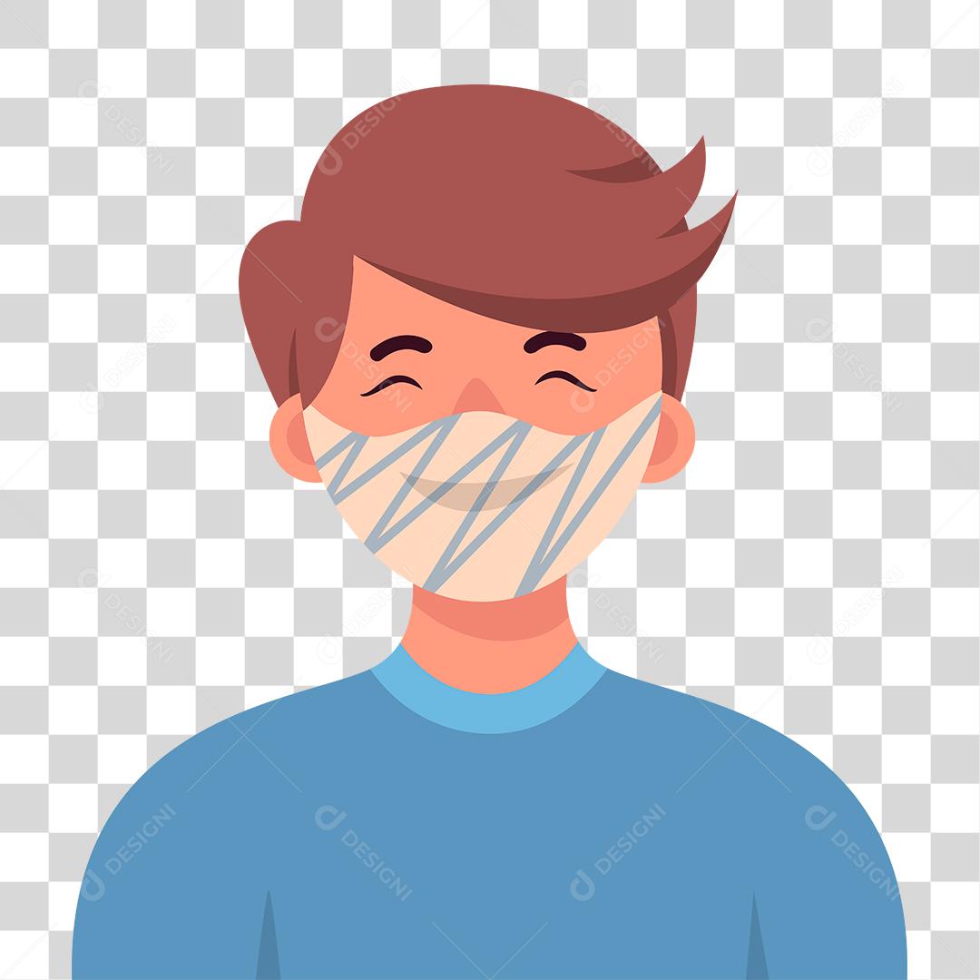 Desenho de uma pessoa usando mascaras de proteção