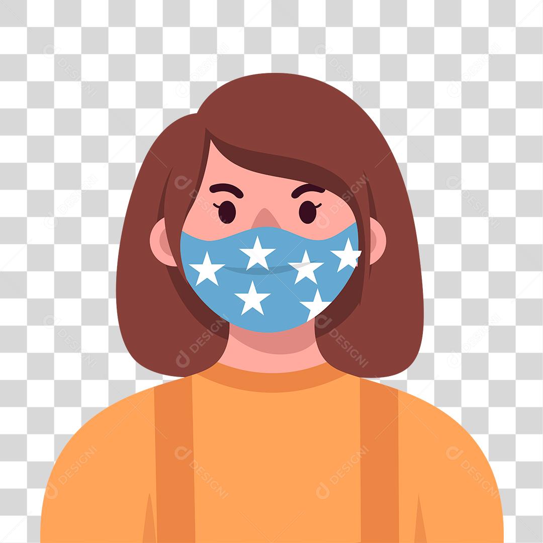 Desenho de uma pessoa usando mascaras de proteção