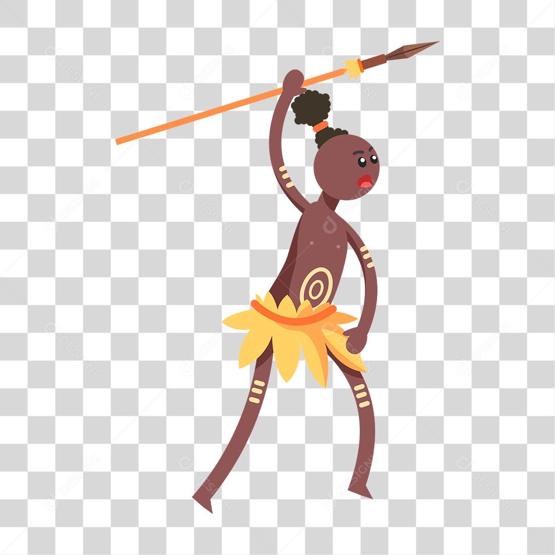 Desenho de um guerreiro tribal africano