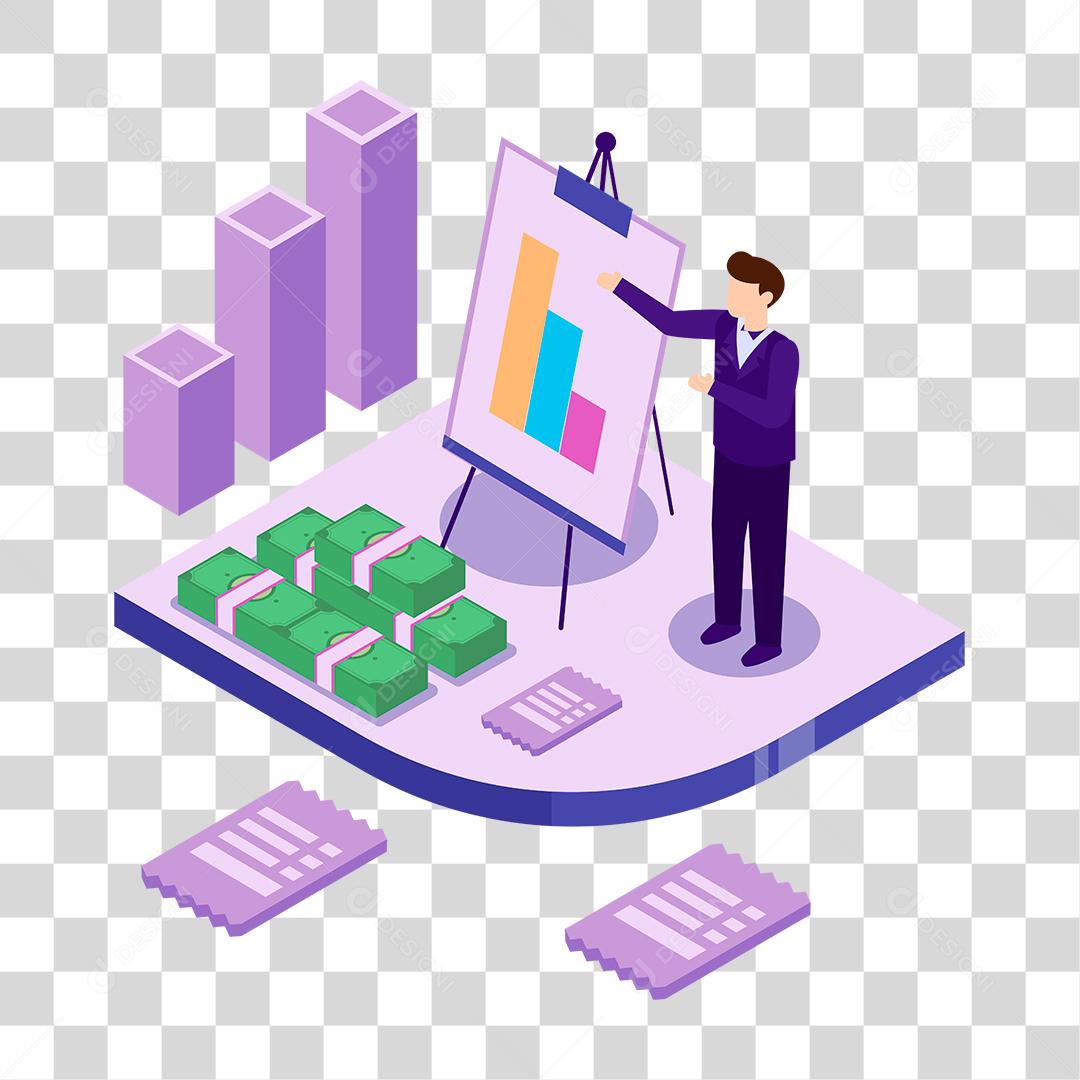 Desenho de homem reunião empresa dinheiro