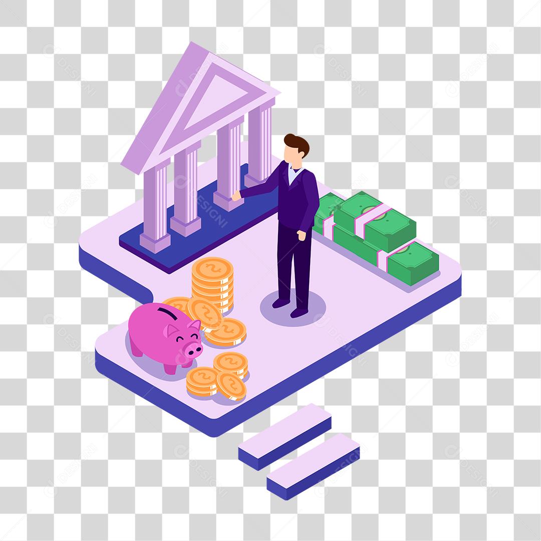 Desenho de homem reunião empresa dinheiro