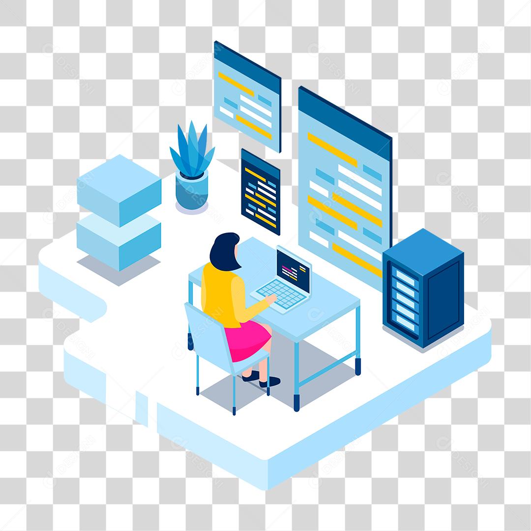 Desenho de pessoa mexendo notebook