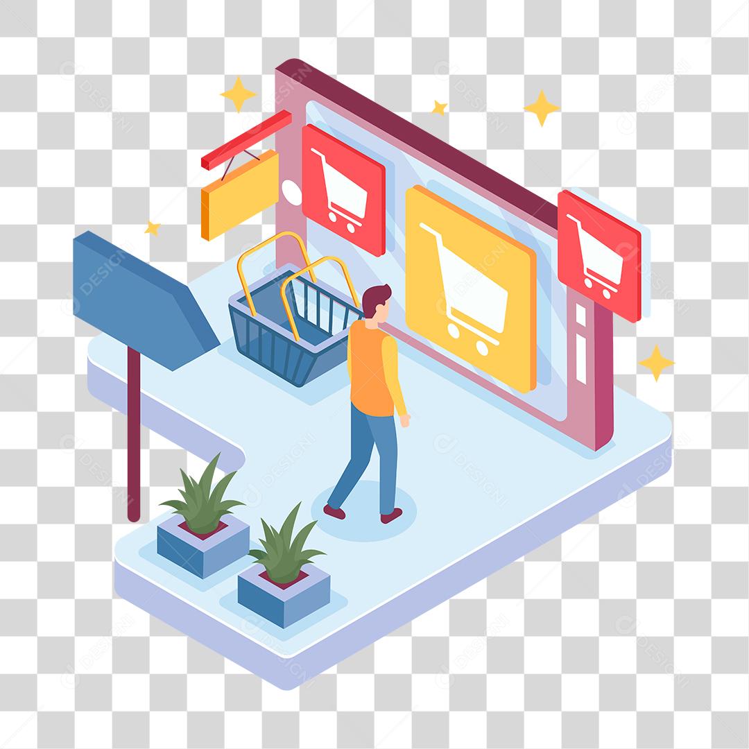 Desenho de homem fachada mercado