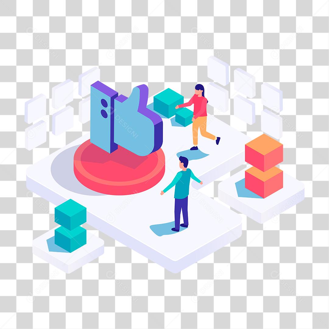 Desenho de pessoas ganhando curtidas like redes socais