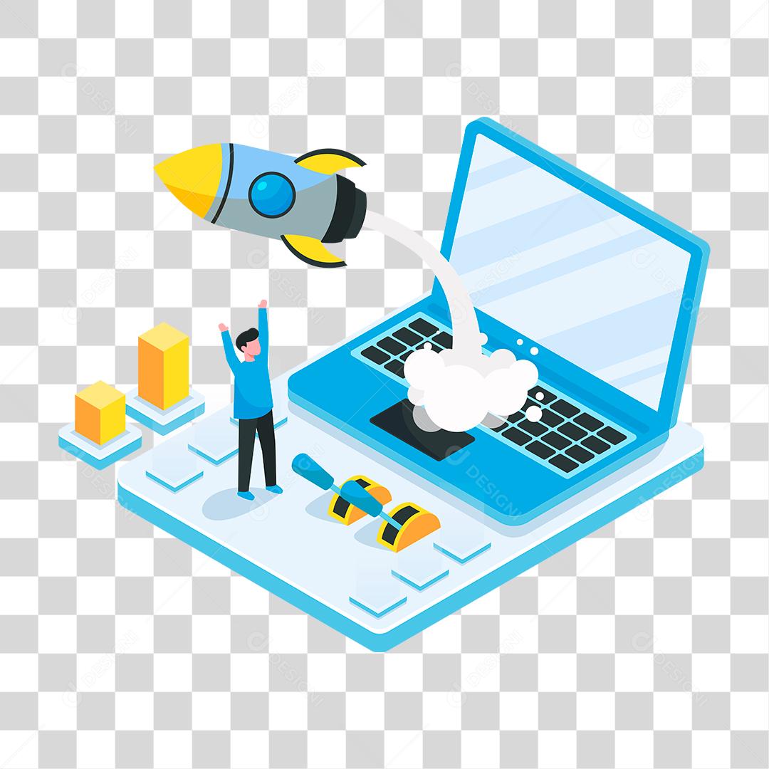 Desenho de foguete decolando