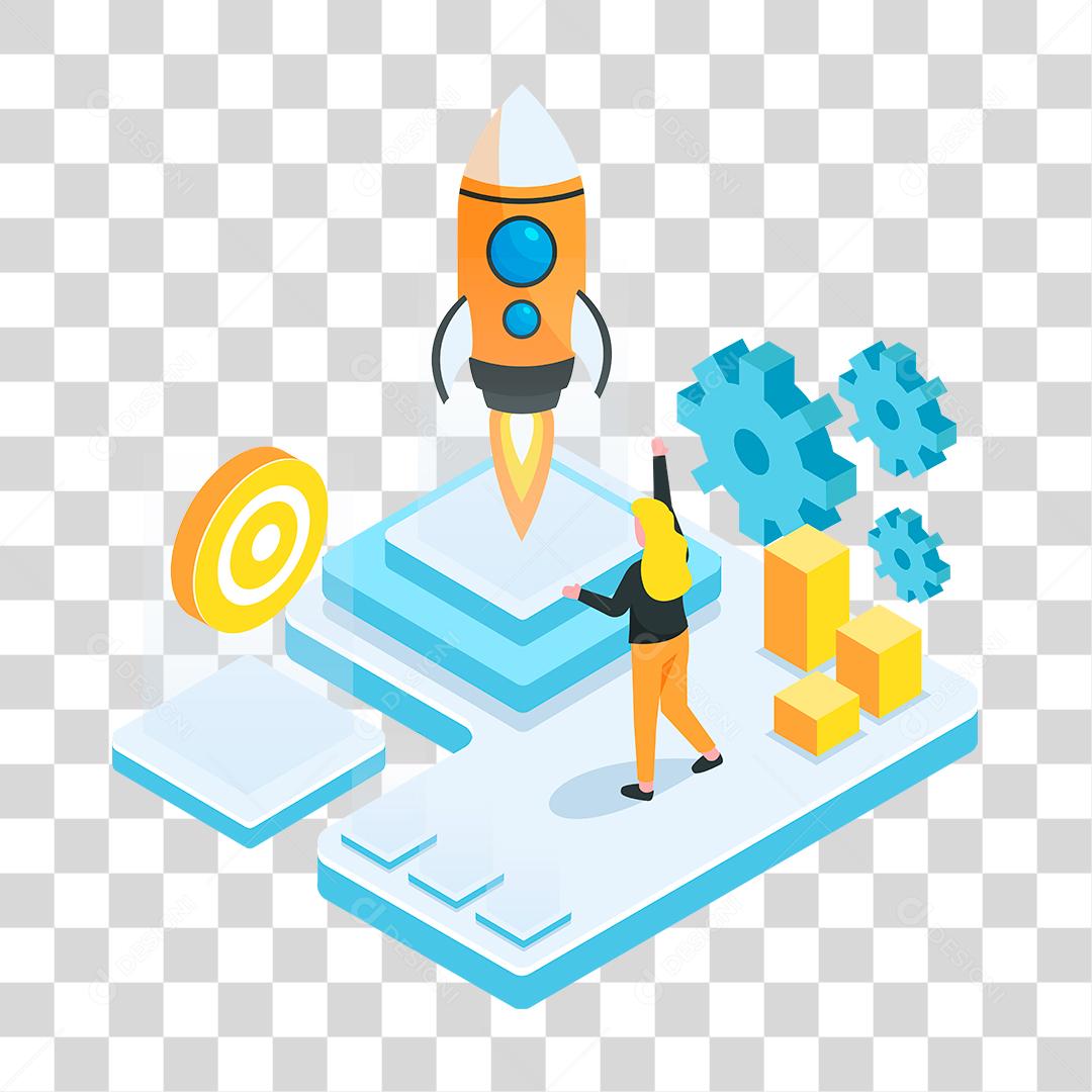 Desenho de foguete decolando