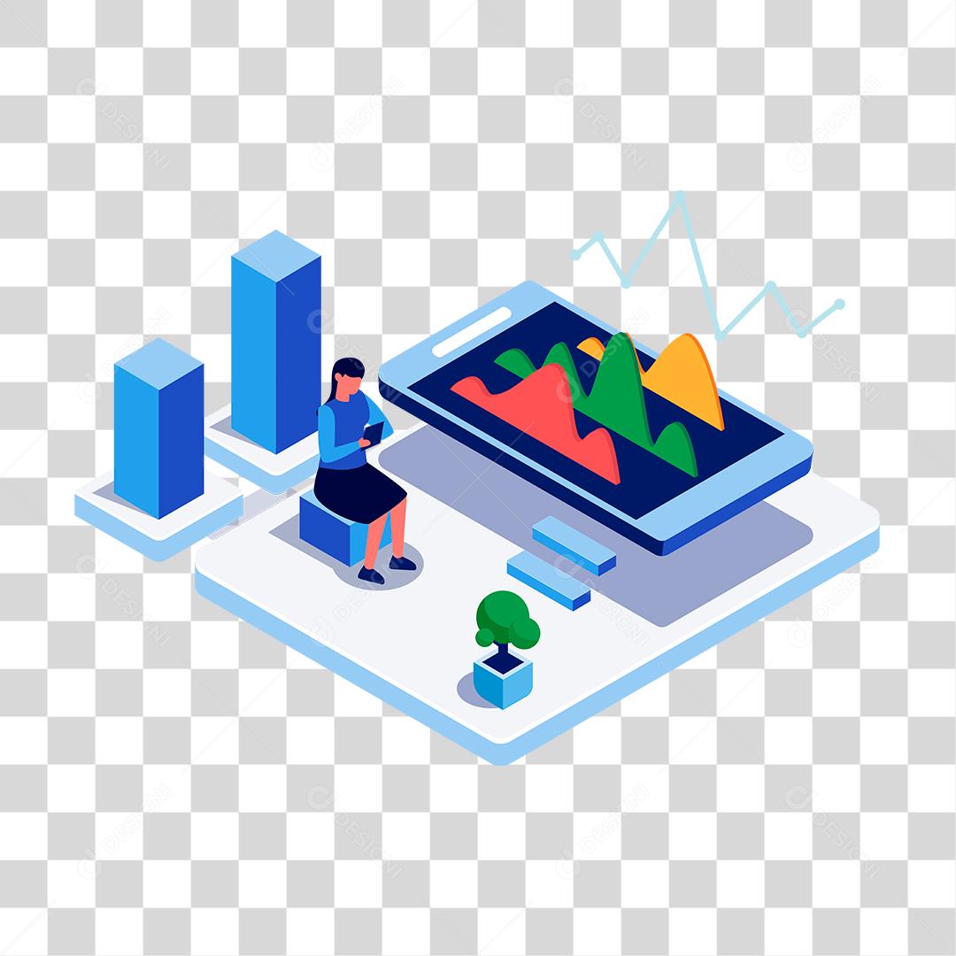 Desenho de mulher mexendo em seu celular