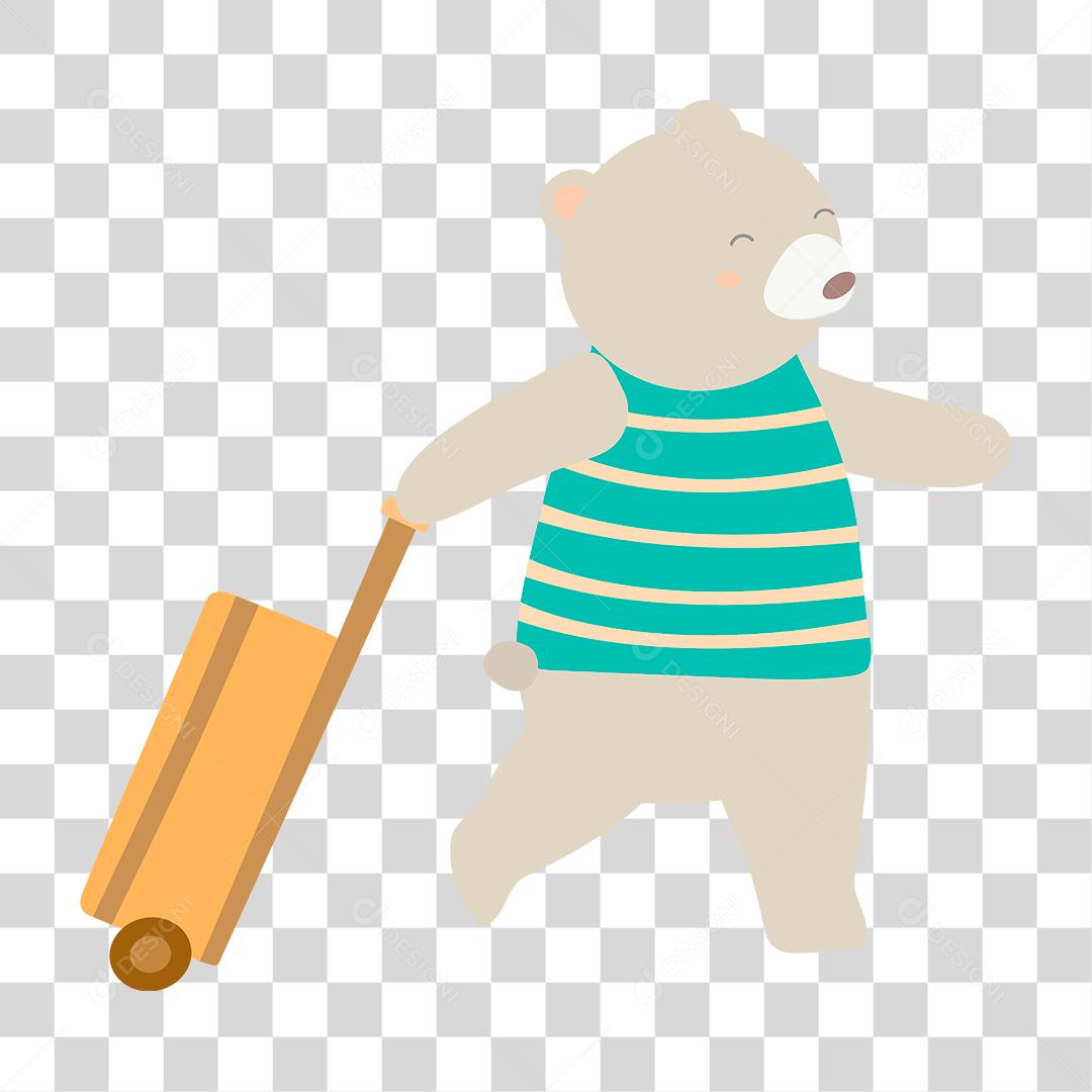 Desenho de urso segurando mala viajens