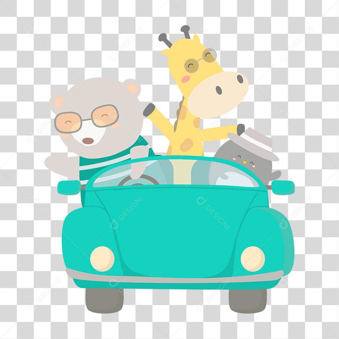 Desenho de animais fofinhos e felizes brincando