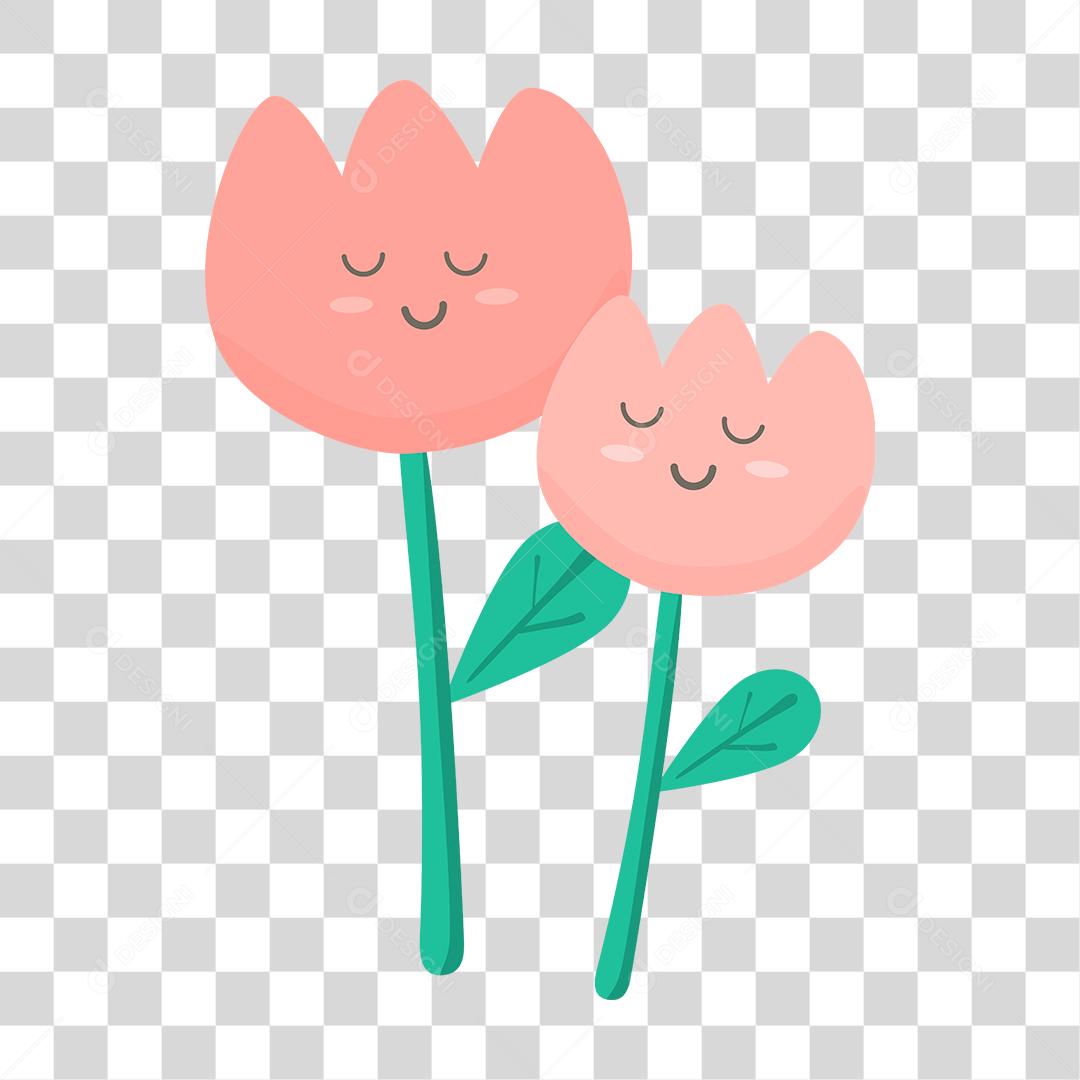Desenho de flores fofinhos e felizes