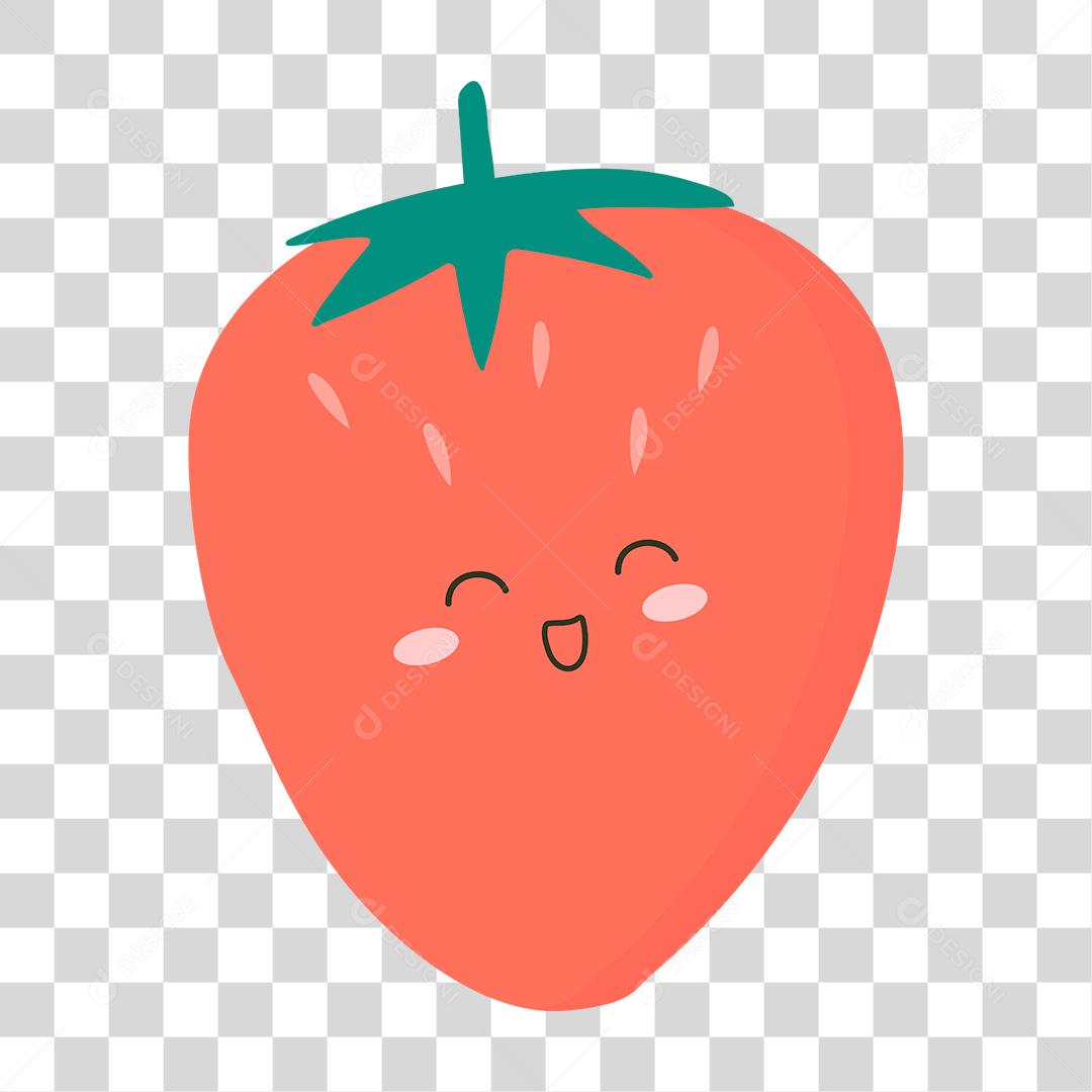 Desenho de uma morango sorridente