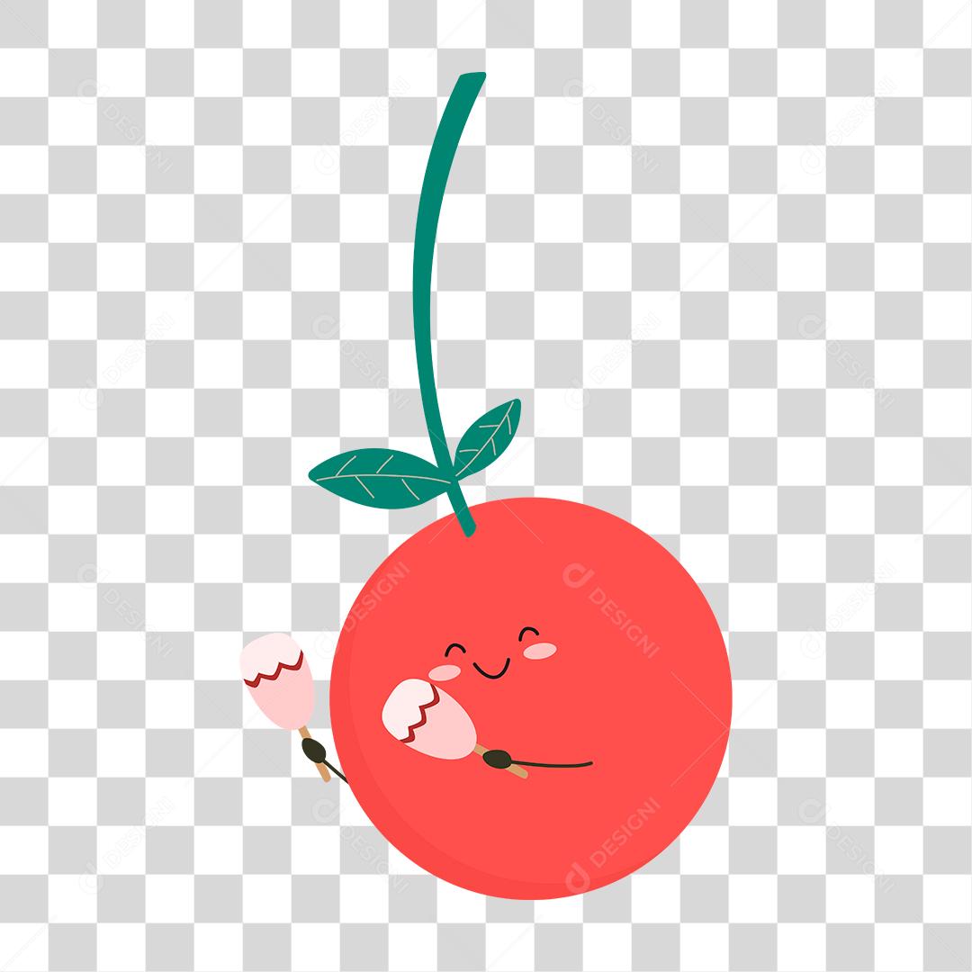 Desenho de uma cereja sorridente