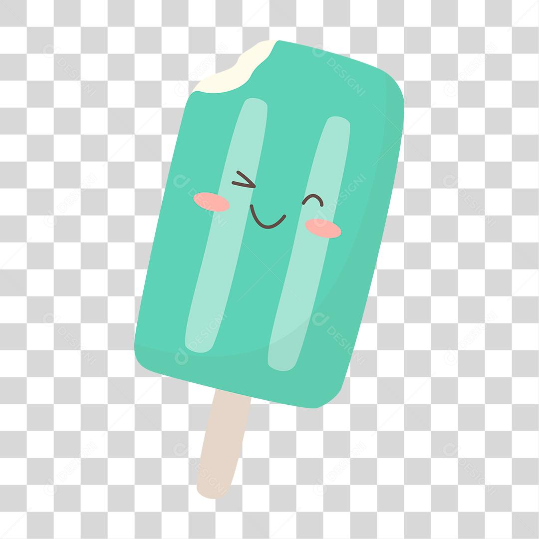 desenho de um picolé fofinho e feliz