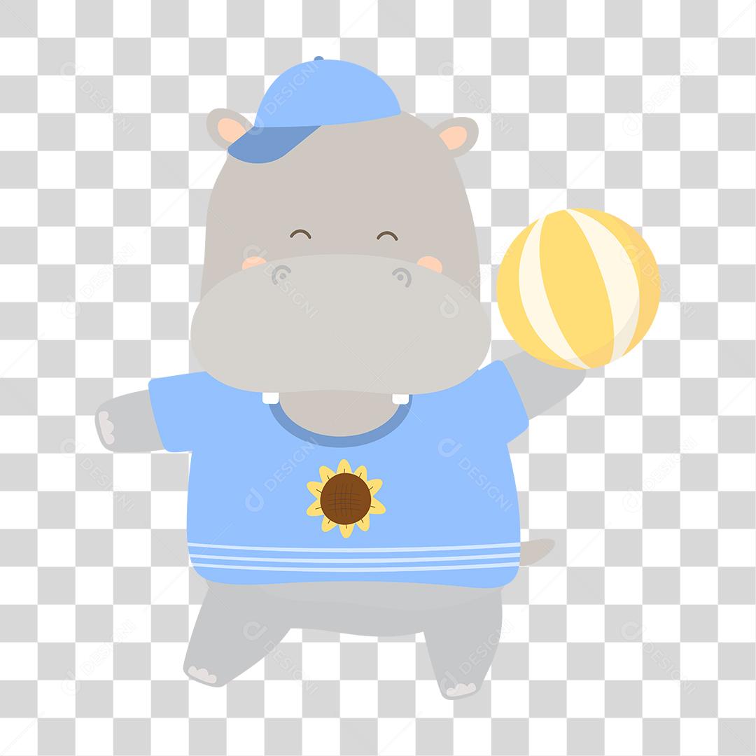 Desenho de um hipopótamo fofinho e feliz