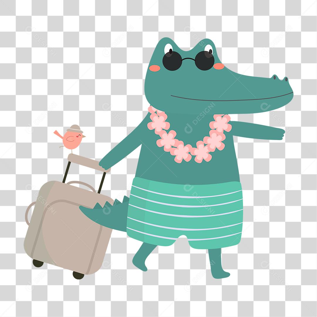 Desenho de um jacaré fofinho e feliz