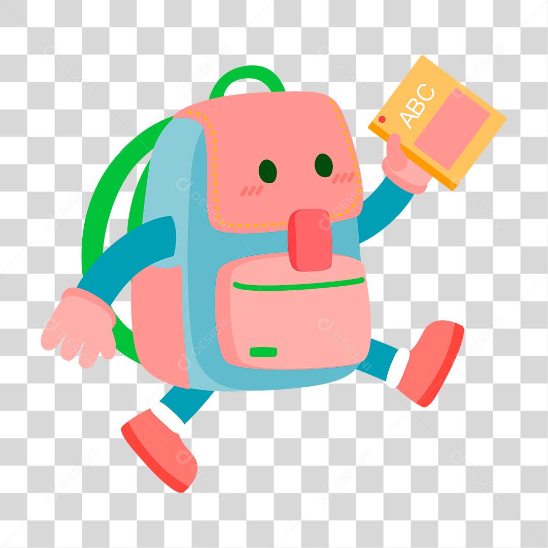 Desenho de mochila segurando livros