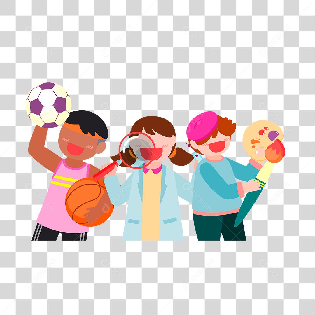 Desenho de amigos reunidos brincando crianças