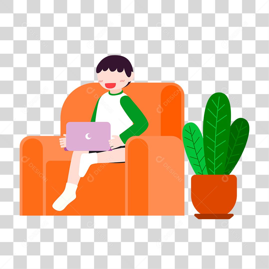 Desenho de pessoas sentada sobre um sofá