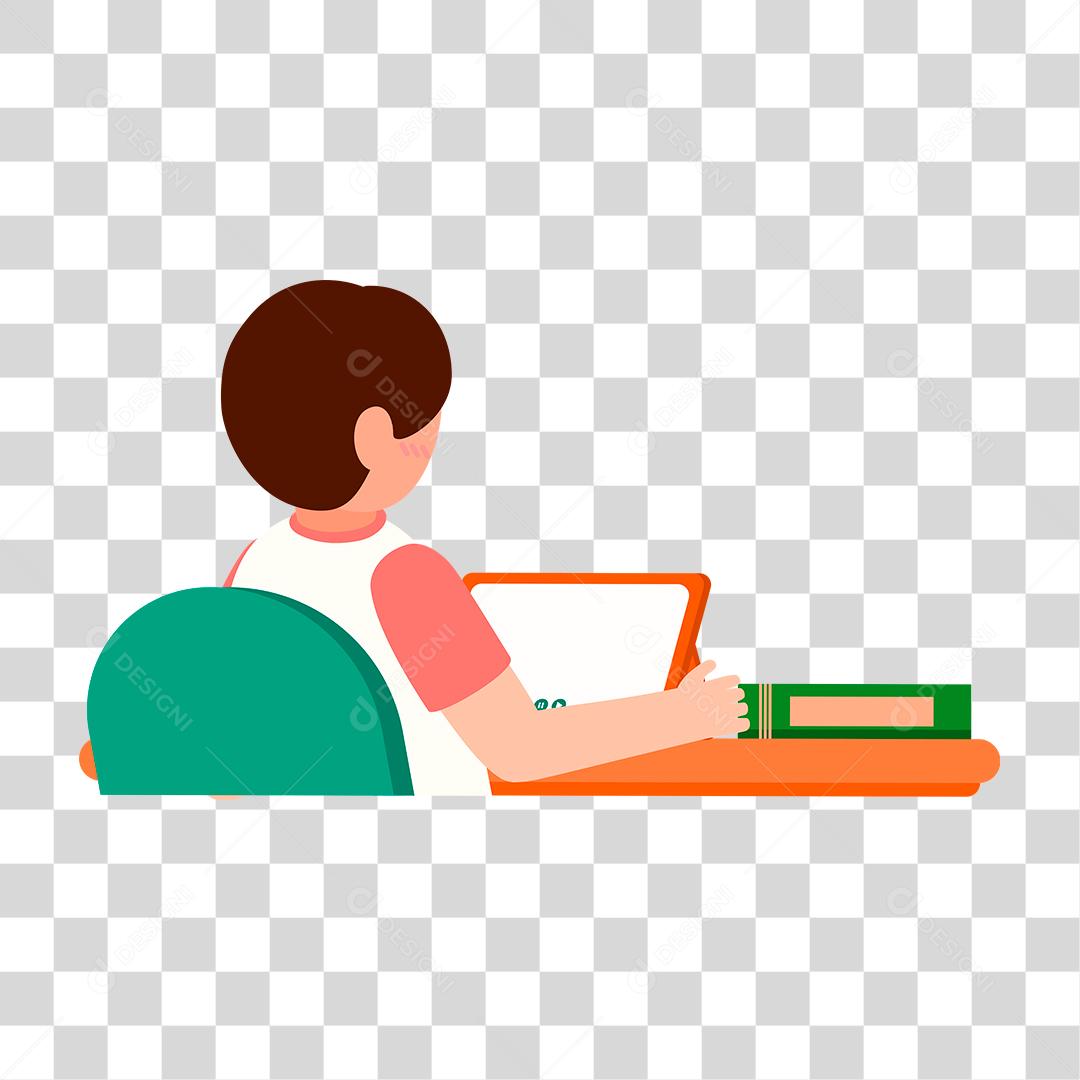 Desenho de Homem usando seu laptop notebook