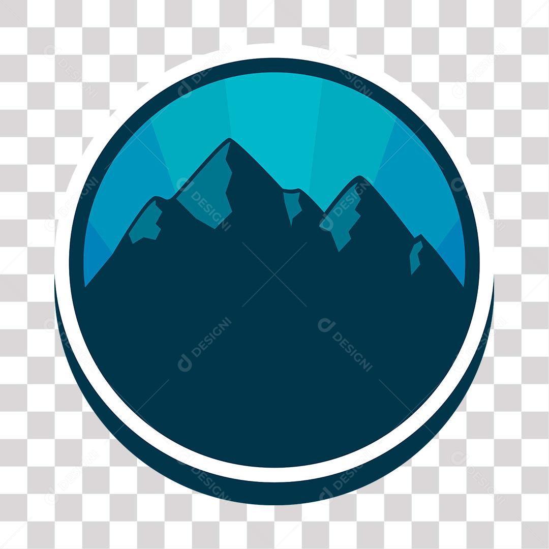 desenho de placa circular com montanhas no centro png transparente