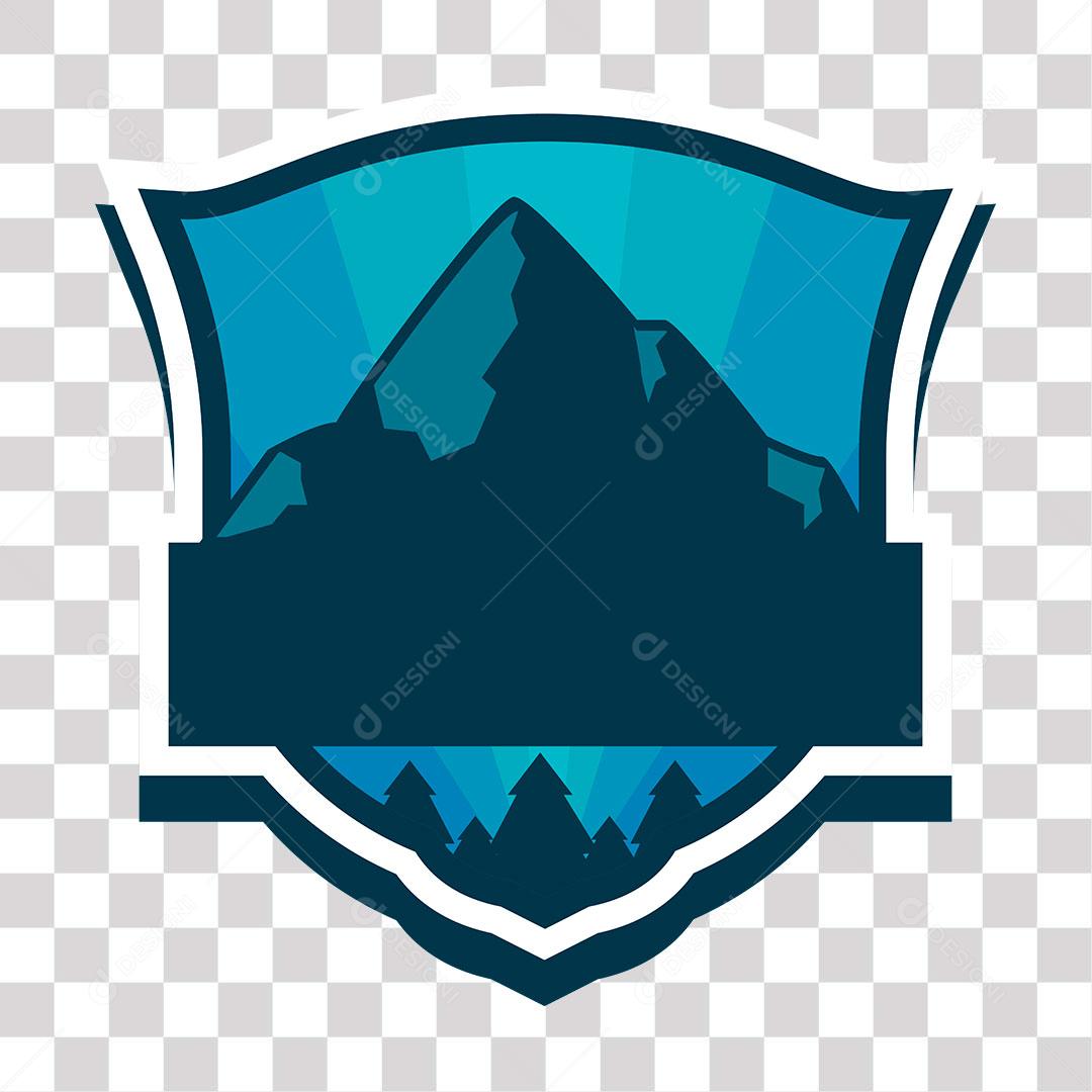 desenho de brasão com montanhas ao fundo png transparente