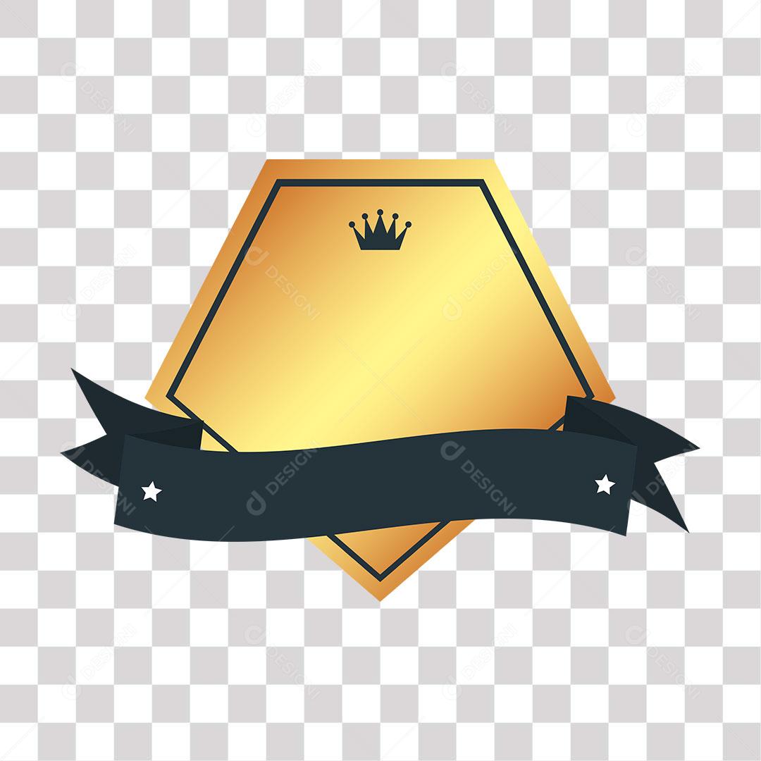 crachá dourado de forma geométrica png de imagem transparente