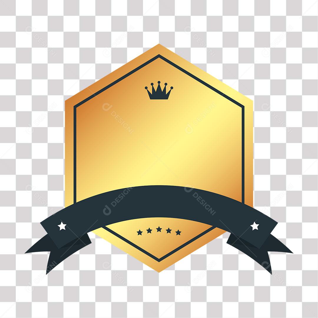 crachá dourado de forma geométrica png de imagem transparente