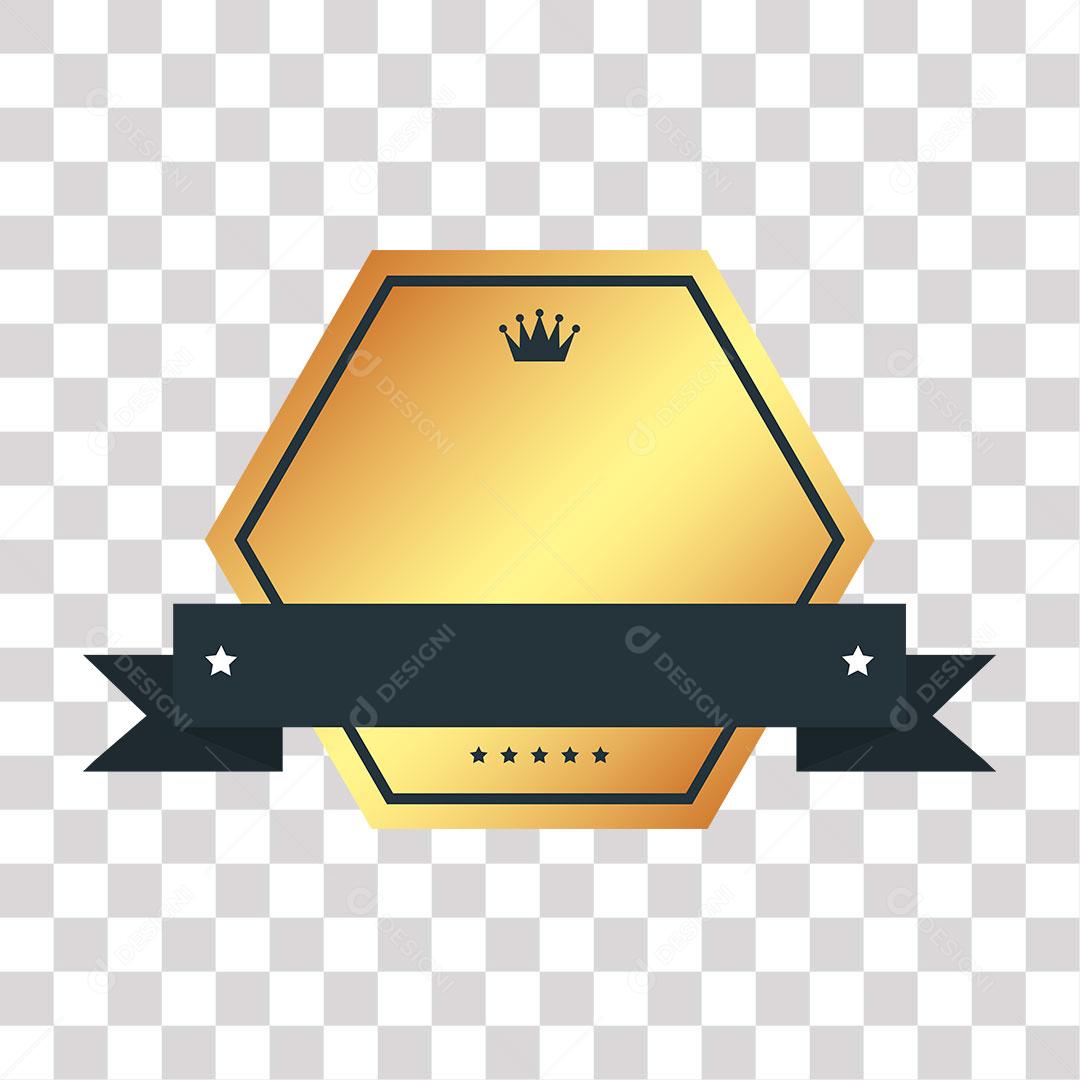 crachá dourado de forma geométrica png de imagem transparente