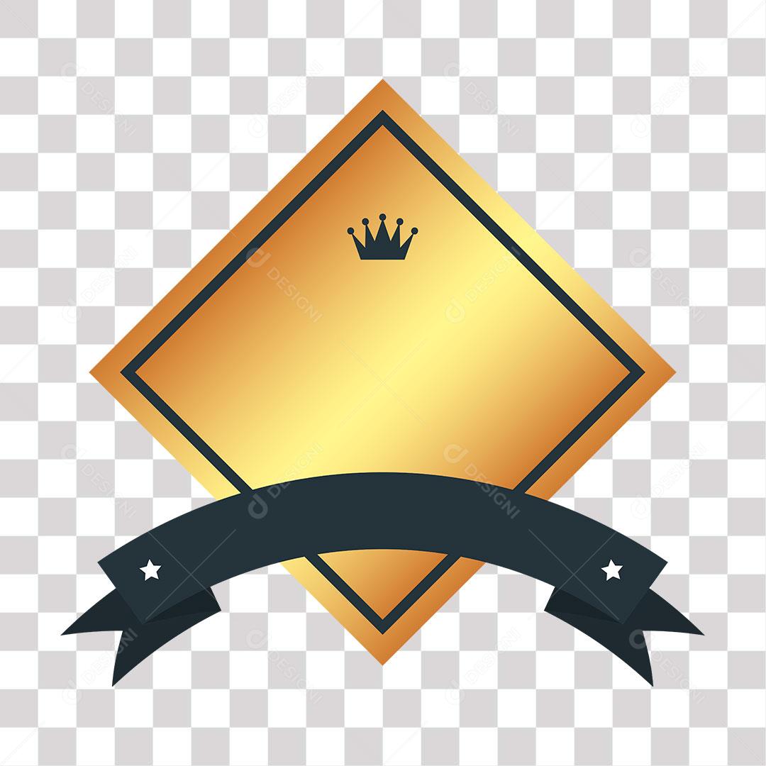 crachá dourado de forma geométrica png de imagem transparente