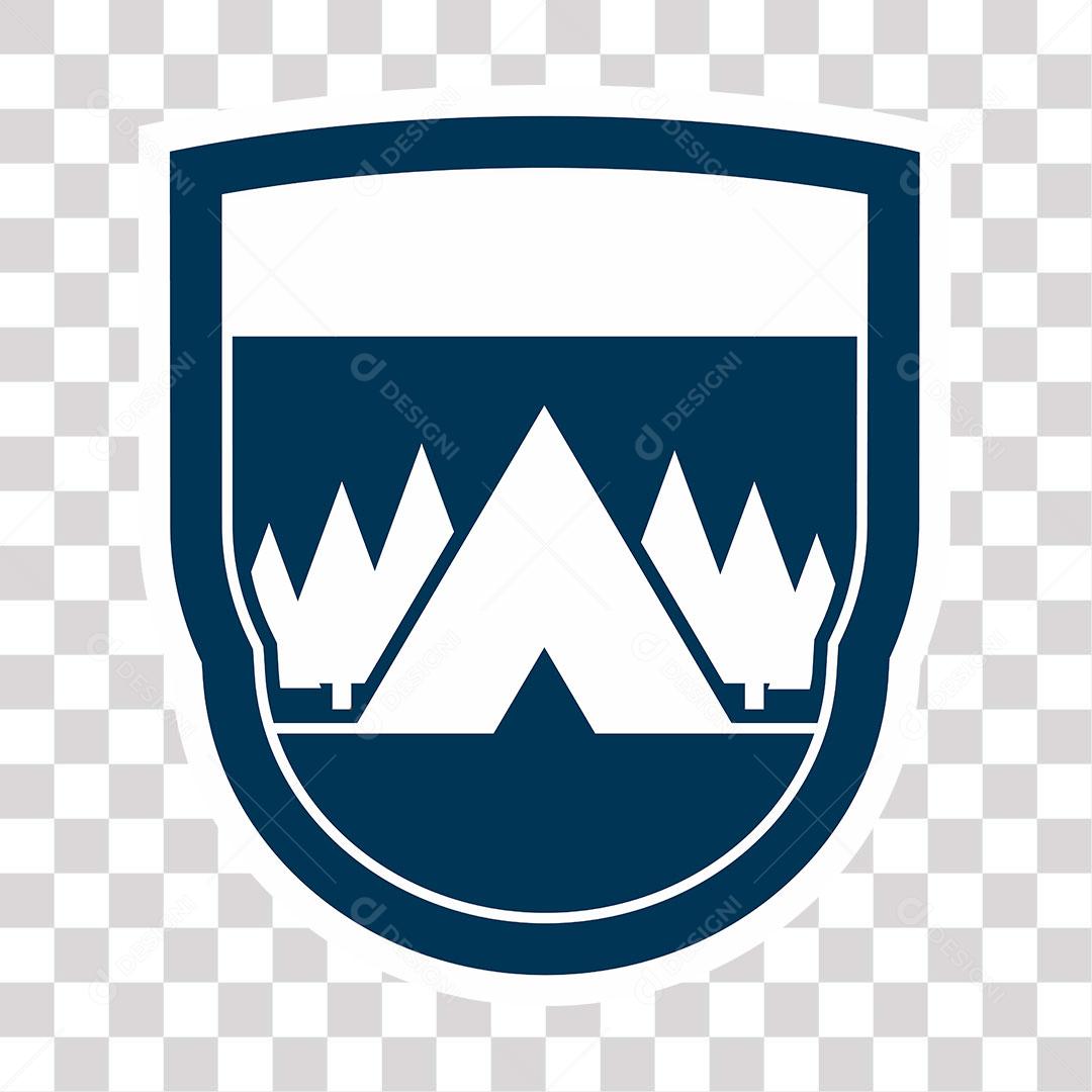 desenho de placa com cabana e  floresta ao fundo