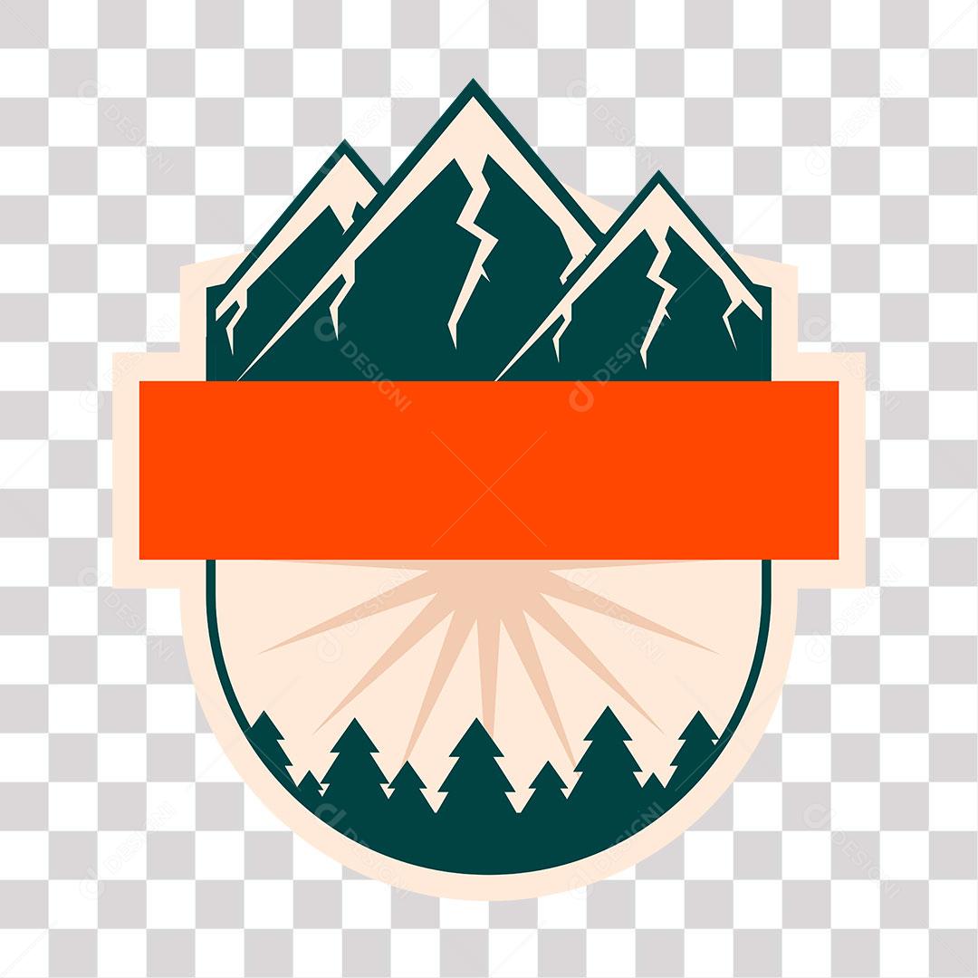 desenho de escudo com faixa e floresta a fundo