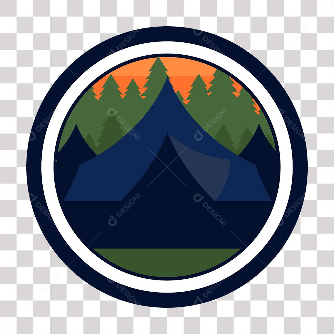 desenho de modelo de placa com área florestal e cabana