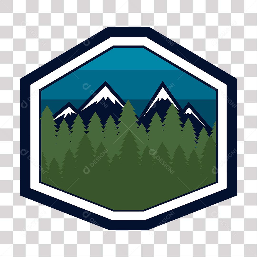 desenho de  modelo de  placa com  montanhas