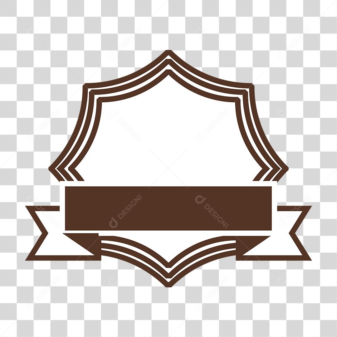 Desenho de um brasão marrom com laço